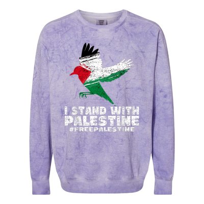 I Stand With Palestine For Their Freedom Free Palestine Colorblast Crewneck Sweatshirt