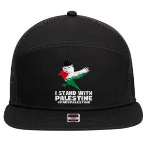 I Stand With Palestine For Their Freedom Free Palestine 7 Panel Mesh Trucker Snapback Hat