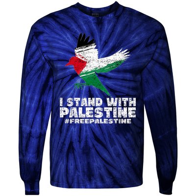 I Stand With Palestine For Their Freedom Free Palestine Tie-Dye Long Sleeve Shirt