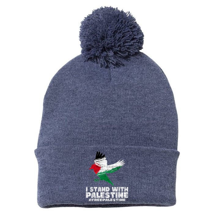 I Stand With Palestine For Their Freedom Free Palestine Pom Pom 12in Knit Beanie