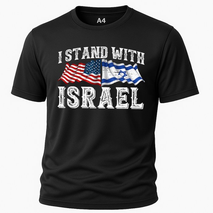 I Stand With Israel American Flag Cooling Performance Crew T-Shirt