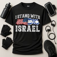 I Stand With Israel American Flag Cooling Performance Crew T-Shirt