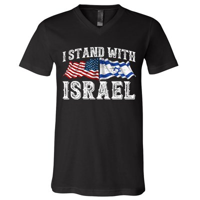 I Stand With Israel American Flag V-Neck T-Shirt