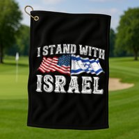 I Stand With Israel American Flag Golf Towel