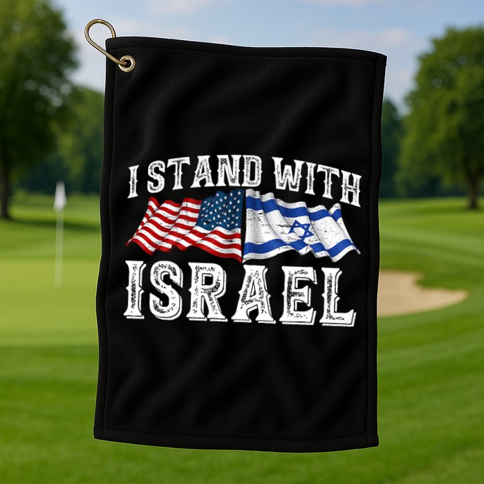 I Stand With Israel American Flag Golf Towel