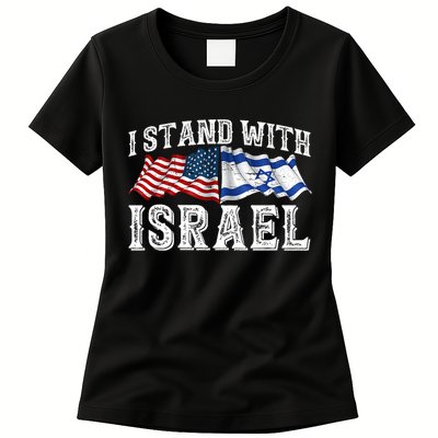 I Stand With Israel American Flag Womens T-Shirt