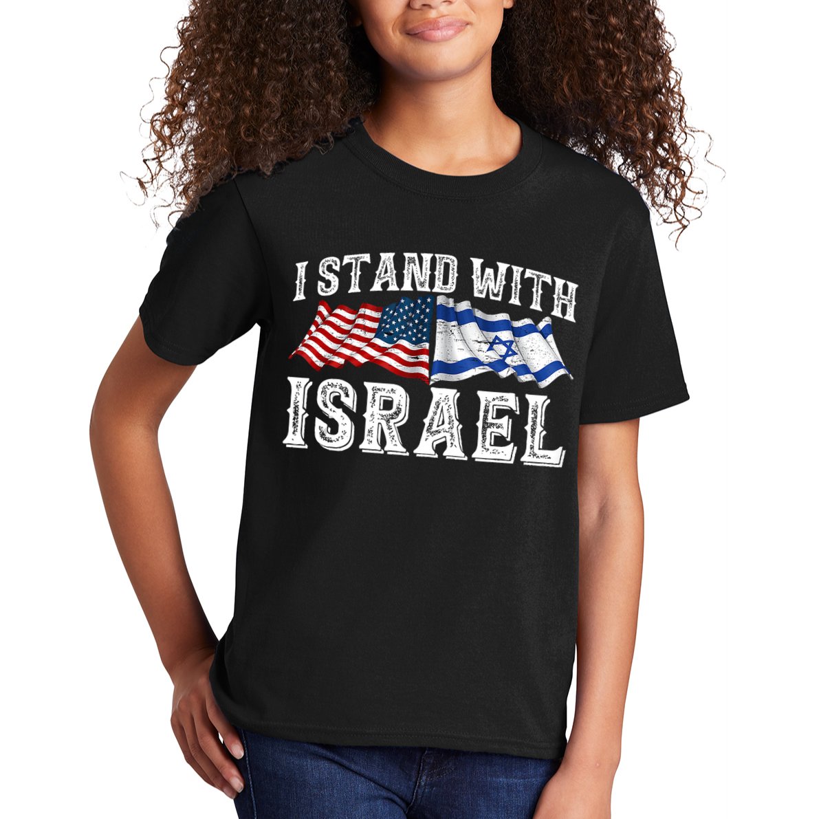 I Stand With Israel American Flag Kids T-Shirt
