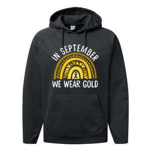 In September We Wear Gold Childhood Cancer Awareness Rainbow Performance Fleece Hoodie