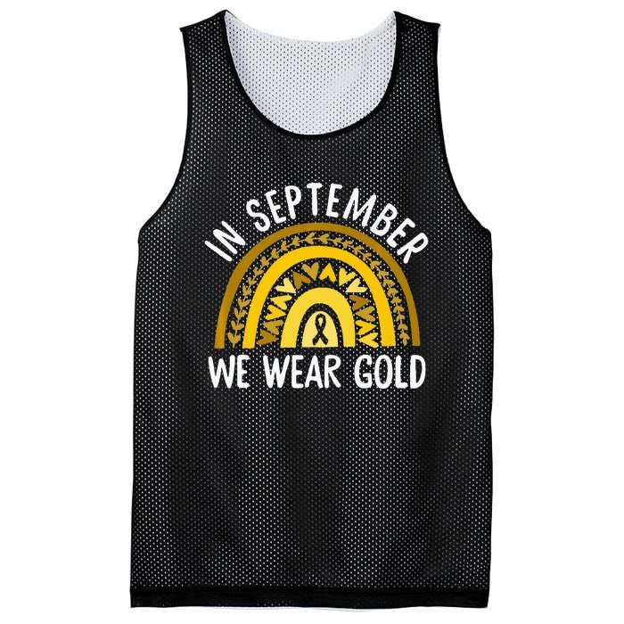 In September We Wear Gold Childhood Cancer Awareness Rainbow Mesh Reversible Basketball Jersey Tank