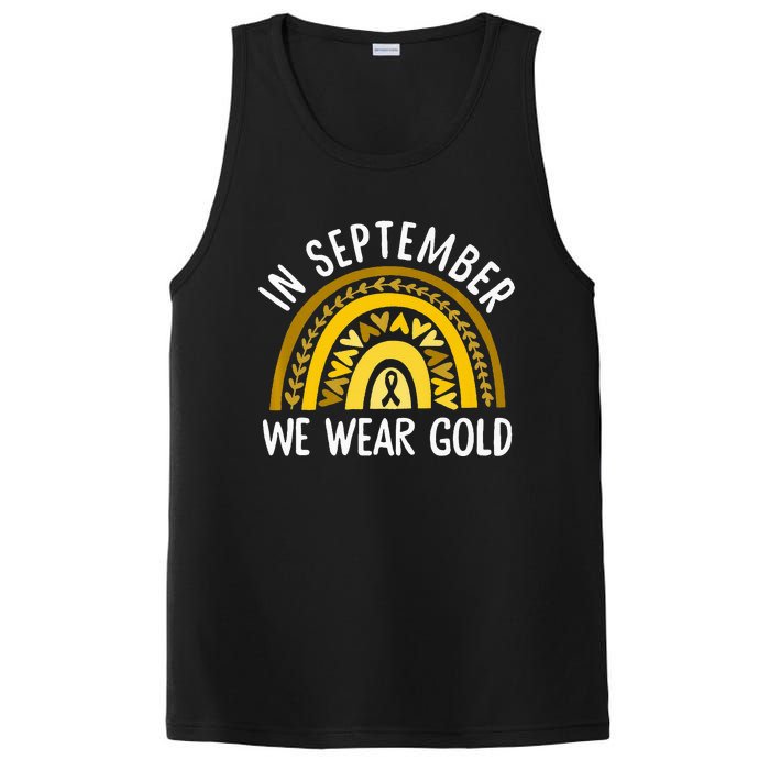 In September We Wear Gold Childhood Cancer Awareness Rainbow PosiCharge Competitor Tank