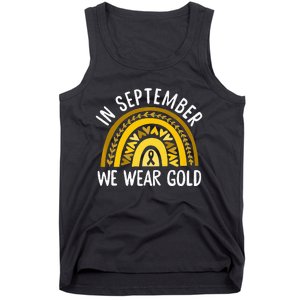 In September We Wear Gold Childhood Cancer Awareness Rainbow Tank Top