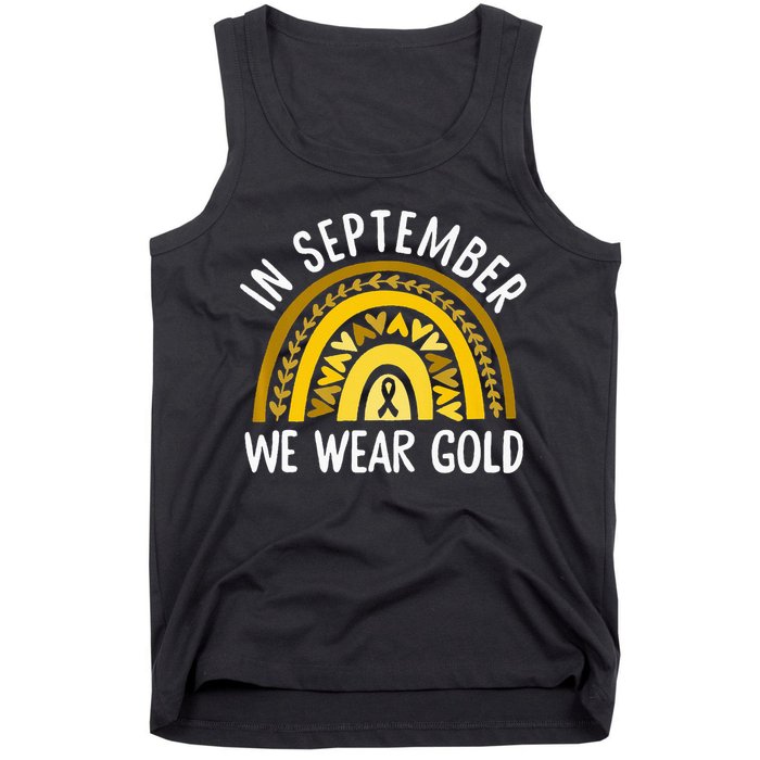 In September We Wear Gold Childhood Cancer Awareness Rainbow Tank Top