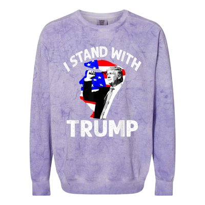 I Stand With Trump American Flag Colorblast Crewneck Sweatshirt