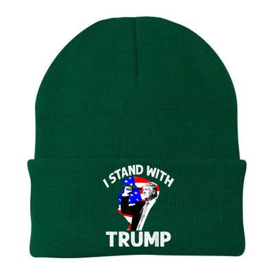 I Stand With Trump American Flag Knit Cap Winter Beanie