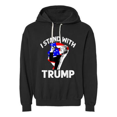 I Stand With Trump American Flag Garment-Dyed Fleece Hoodie