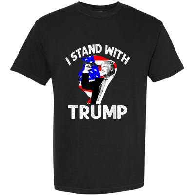 I Stand With Trump American Flag Garment-Dyed Heavyweight T-Shirt