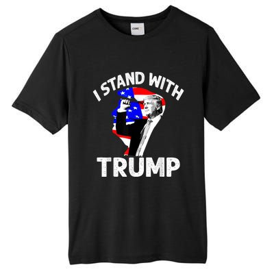 I Stand With Trump American Flag Tall Fusion ChromaSoft Performance T-Shirt