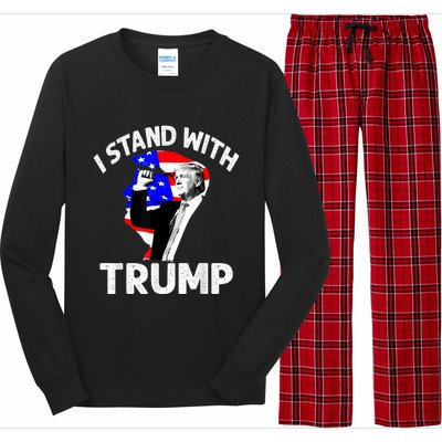 I Stand With Trump American Flag Long Sleeve Pajama Set