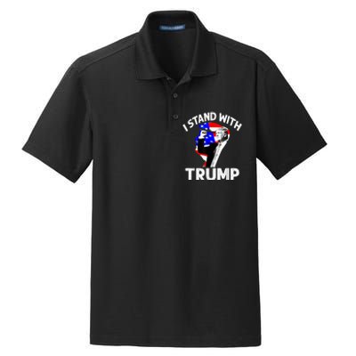 I Stand With Trump American Flag Dry Zone Grid Polo