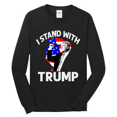 I Stand With Trump American Flag Tall Long Sleeve T-Shirt