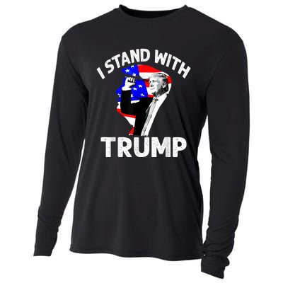 I Stand With Trump American Flag Cooling Performance Long Sleeve Crew