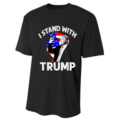 I Stand With Trump American Flag Performance Sprint T-Shirt