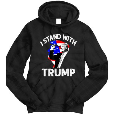 I Stand With Trump American Flag Tie Dye Hoodie