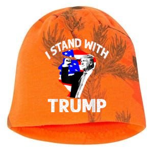 I Stand With Trump American Flag Kati - Camo Knit Beanie