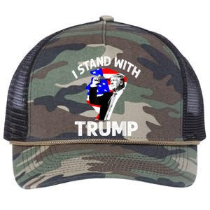 I Stand With Trump American Flag Retro Rope Trucker Hat Cap