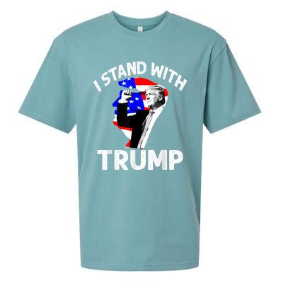 I Stand With Trump American Flag Sueded Cloud Jersey T-Shirt