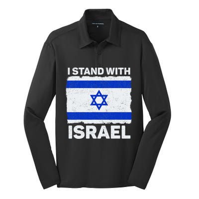 I Stand With Israel Israel Flag Patriotic Israel Silk Touch Performance Long Sleeve Polo