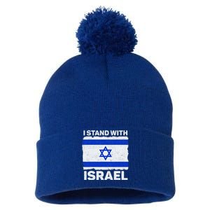 I Stand With Israel Israel Flag Patriotic Israel Pom Pom 12in Knit Beanie