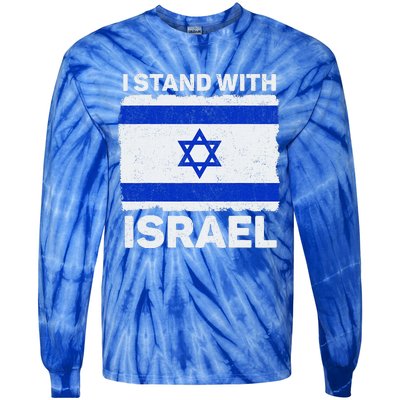 I Stand With Israel Israel Flag Patriotic Israel Tie-Dye Long Sleeve Shirt