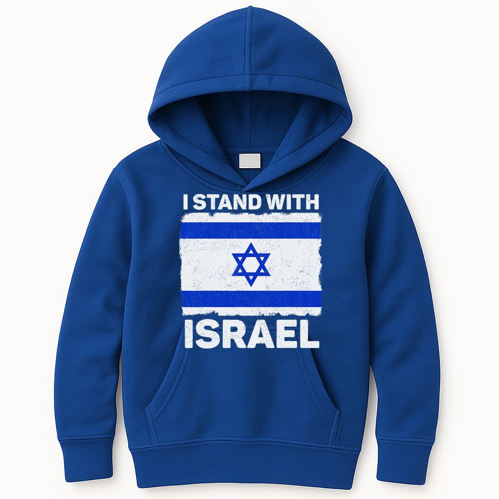 I Stand With Israel Israel Flag Patriotic Israel Kids Hoodie