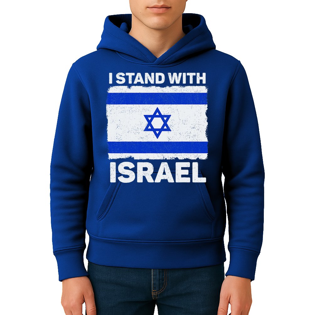 I Stand With Israel Israel Flag Patriotic Israel Kids Hoodie