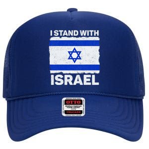 I Stand With Israel Israel Flag Patriotic Israel High Crown Mesh Back Trucker Hat