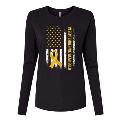 In September We Wear Gold Childhood Cancer Awareness Womens Cotton Relaxed Long Sleeve T-Shirt