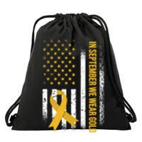 In September We Wear Gold Childhood Cancer Awareness Drawstring Bag