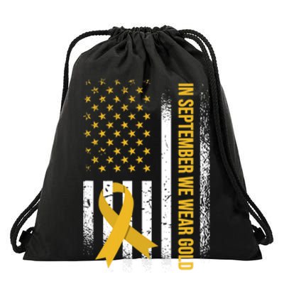 In September We Wear Gold Childhood Cancer Awareness Drawstring Bag