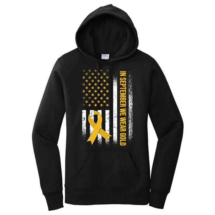 In September We Wear Gold Childhood Cancer Awareness Women's Pullover Hoodie