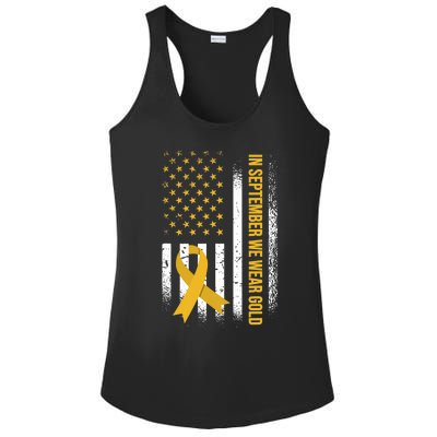 In September We Wear Gold Childhood Cancer Awareness Ladies PosiCharge Competitor Racerback Tank