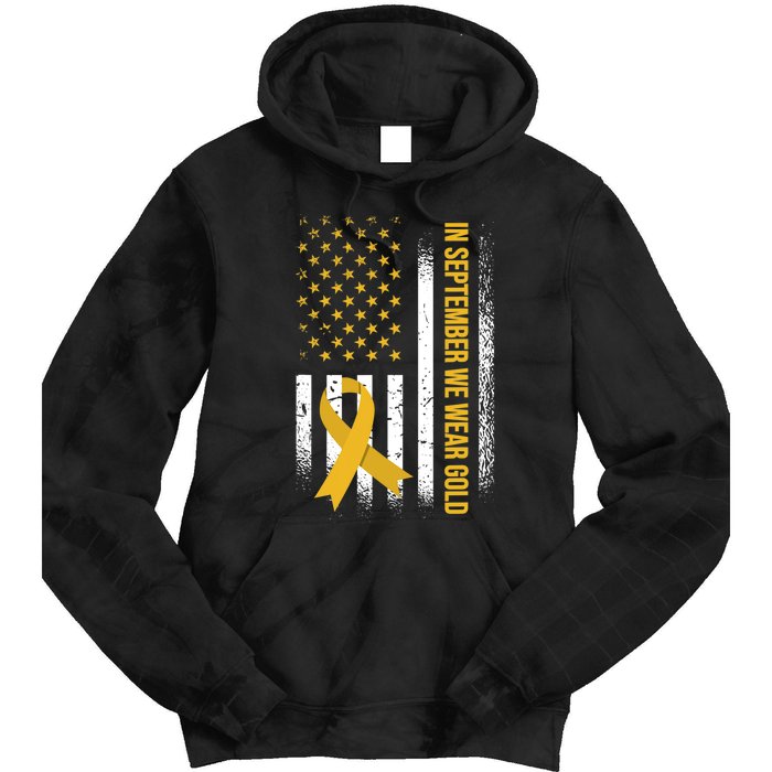 In September We Wear Gold Childhood Cancer Awareness Tie Dye Hoodie