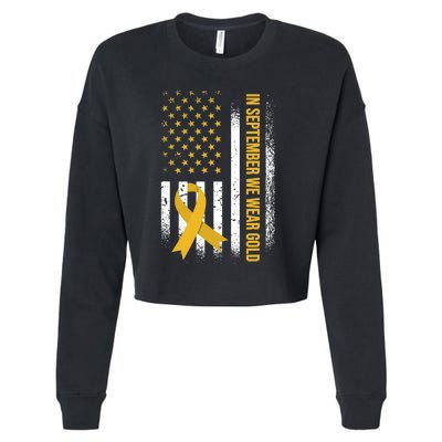 In September We Wear Gold Childhood Cancer Awareness Cropped Pullover Crew