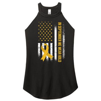 In September We Wear Gold Childhood Cancer Awareness Women's Perfect Tri Rocker Tank