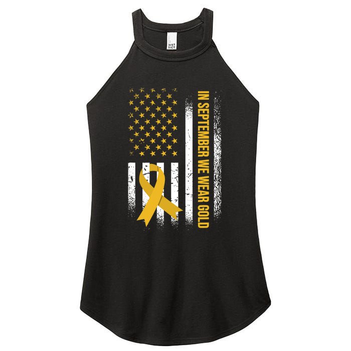 In September We Wear Gold Childhood Cancer Awareness Women's Perfect Tri Rocker Tank