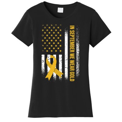 In September We Wear Gold Childhood Cancer Awareness Women's T-Shirt