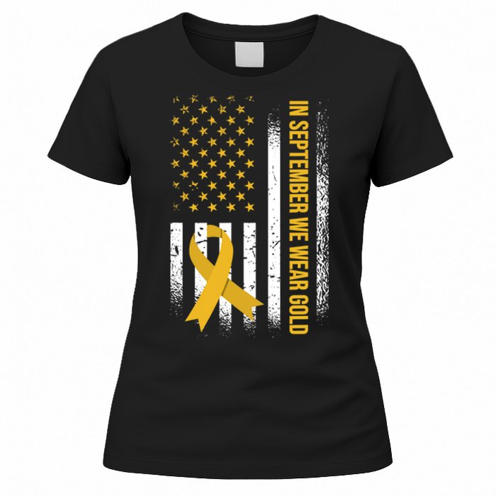 In September We Wear Gold Childhood Cancer Awareness Women's T-Shirt