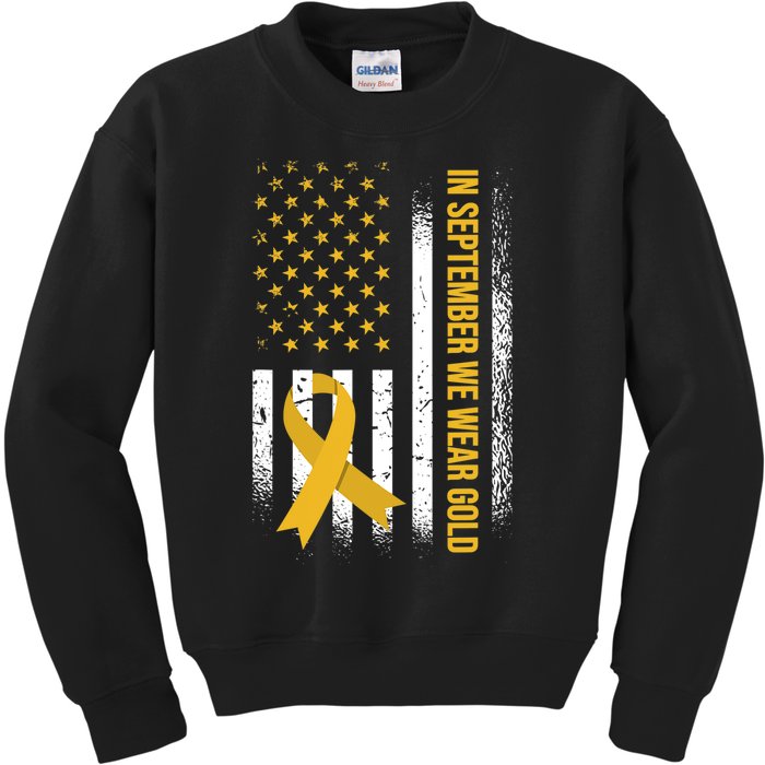 In September We Wear Gold Childhood Cancer Awareness Kids Sweatshirt