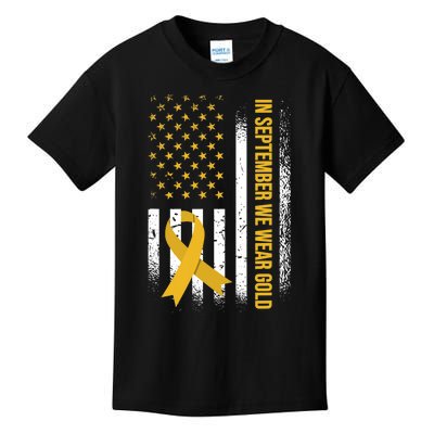 In September We Wear Gold Childhood Cancer Awareness Kids T-Shirt