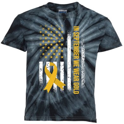 In September We Wear Gold Childhood Cancer Awareness Kids Tie-Dye T-Shirt